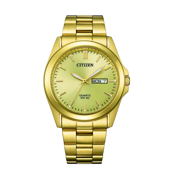Citizen Gold Stainless Steel Yellow Dial Quartz Watch for Gents - BF0583-59P
