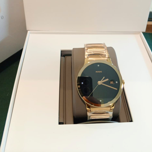 Rado Yellow Gold Stainless Steel Black Dial Quartz Watch for Gents - R30527713