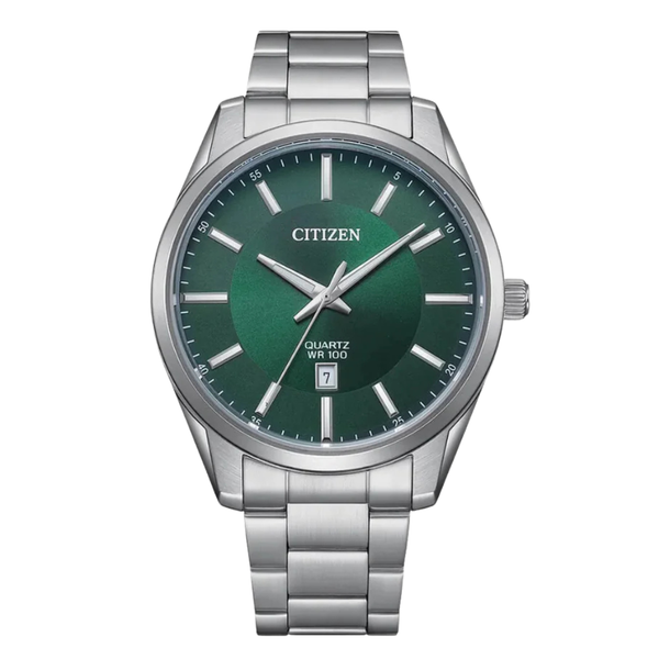 Citizen Silver Stainless Steel Green Dial Quartz Watch for Gents - BI1031-51Z
