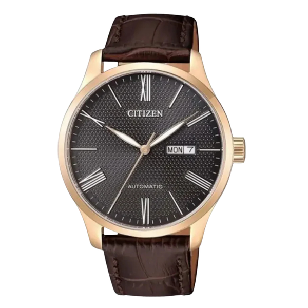 Citizen Brown Leather Black Dial Automatic Watch for Gents - NH8353-00H
