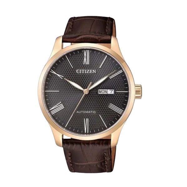 Citizen Brown Leather Black Dial Automatic Watch for Gents - NH8353-00H