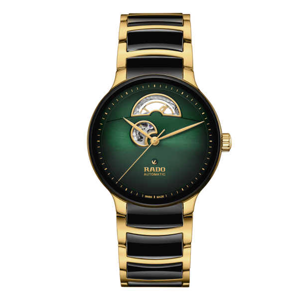 Rado Centrix Two-tone High-tech ceramic Green Dial Automatic Watch for Unisex - R30008302