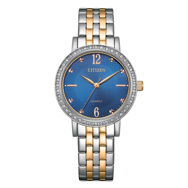 Citizen Two‑Tone Stainless Steel Blue Dial Quartz Watch for Women – EL3106‑59L