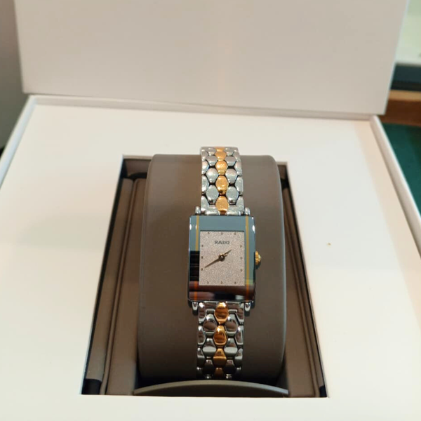Rado Two-tone Stainless Steel Grey tone Dial Quartz Watch for Ladies - 153.0489.3