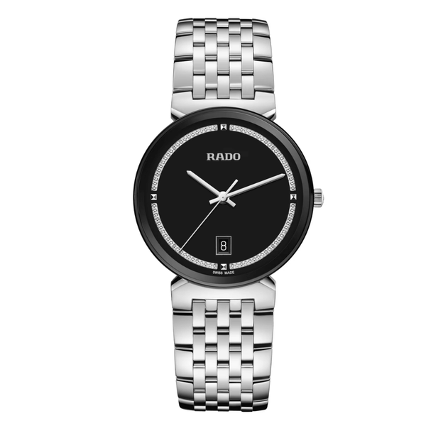 Rado Florence Silver Stainless Black Dial Quartz Watch for Gents- R48912163