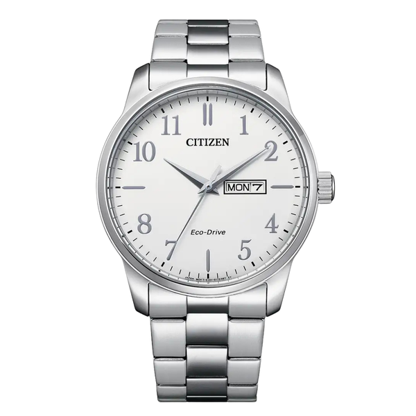 Citizen Silver Stainless Steel White Dial Eco‑Drive Watch for Men – BM8550‑81A