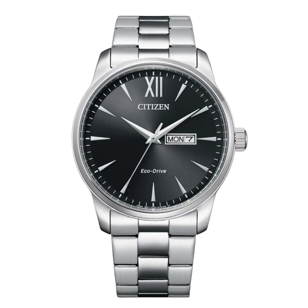 Citizen Silver Stainless Steel Black Dial Eco‑Drive Watch for Men – BM8550‑81E