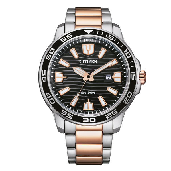 Citizen Two‑Tone Stainless Steel Black Dial Eco‑Drive Watch for Gents – AW1524‑84E