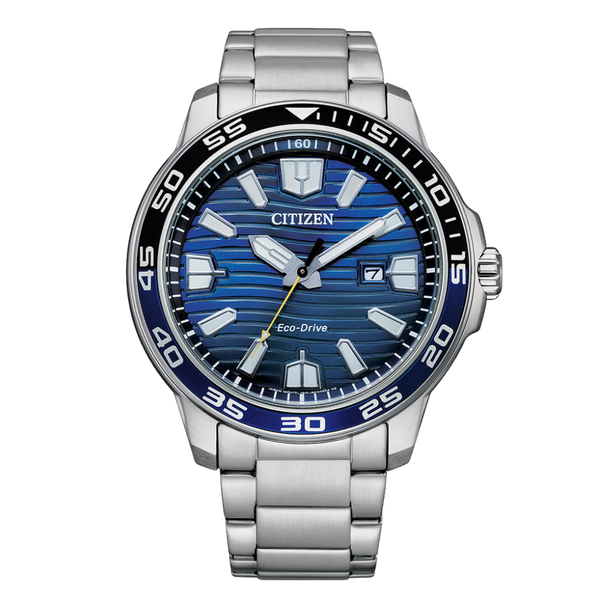 Citizen Eco-Drive Silver Stainless Steel Blue Dial Quartz Watch for Gents - AW1525-81L