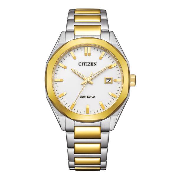 Citizen Two‑Tone Stainless Steel White Dial Eco‑Drive Watch for Men – BM7624‑82A