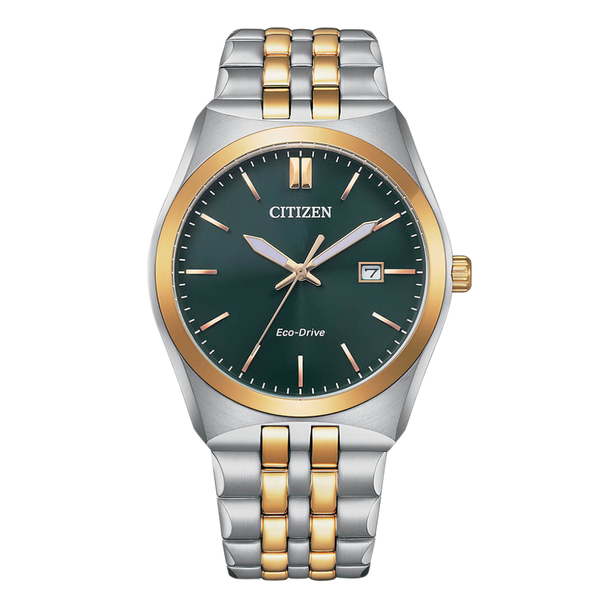 Citizen Two‑Tone Stainless Steel Green Dial Eco‑Drive Watch for Men – BM7339‑89X