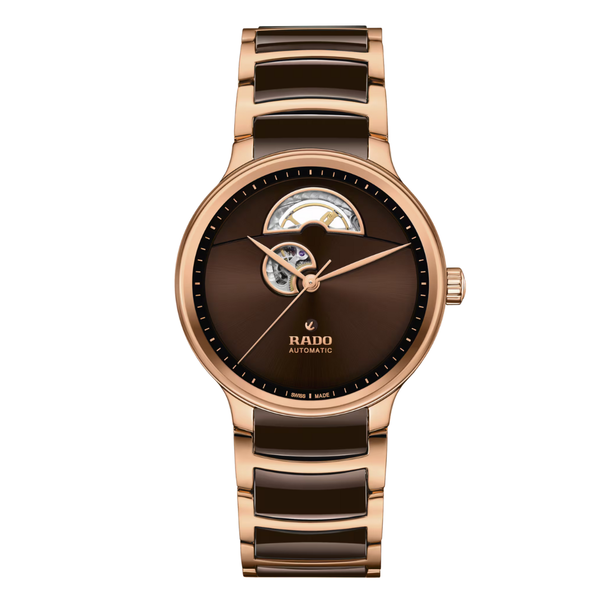 Rado Centrix Two-tone Stainless Steel Brown Dial Automatic Watch for Unisex - R30013302