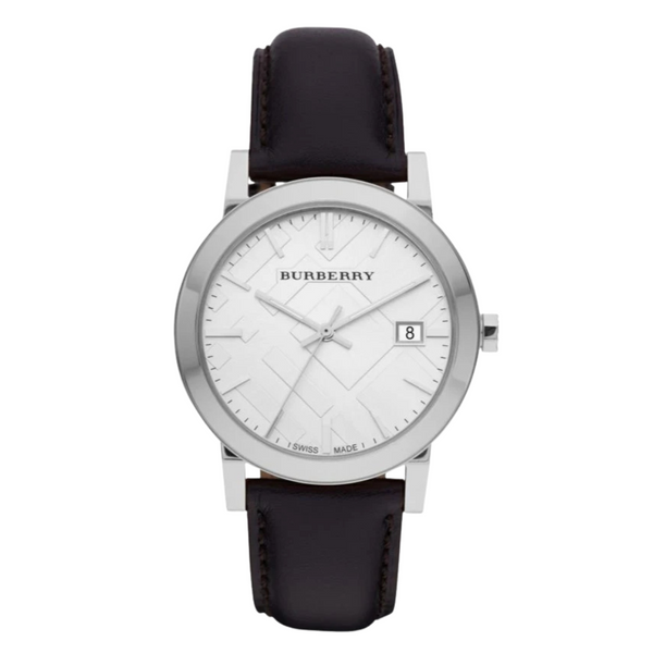 Burberry Black Leather Strap silver Dial Quartz Watch for Gents - BU9008