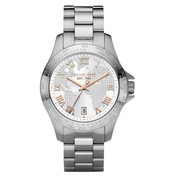 Michael Kors Layton Silver Stainless Steel Silver Dial Quartz Watch for Ladies - MK5958