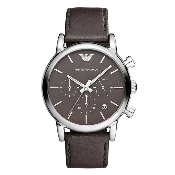EMPORIO ARMANI Classic Brown Leather Strap Brown Dial Chronograph Quartz Watch for Gents - AR1734