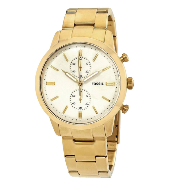 Fossil Townsman Gold Stainless Steel Cream Dial Chronograph Quartz Watch for Gents - FS5348