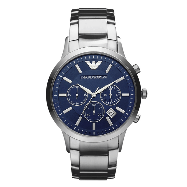 EMPORIO ARMANI Renato Silver Stainless Steel Blue Dial Chronograph Quartz Watch for Gents - AR2448