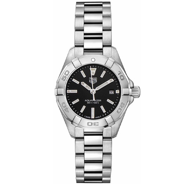 Tag Heuer Aquaracer Silver Stainless Steel Black Dial Quartz Watch for Ladies- WBD1410.BA0741