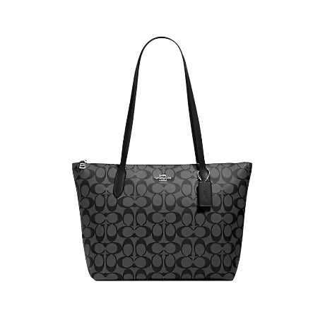 Coach Zip Top Tote In Signature Canvas Black - 4455
