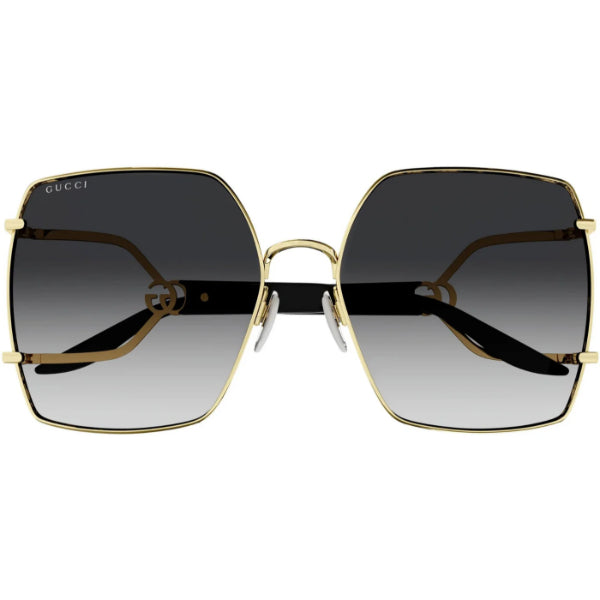 Gucci GG1564SA Square-Oversized Sunglasses – Gold/Black Frame • Grey Gradient – 61‑17‑145