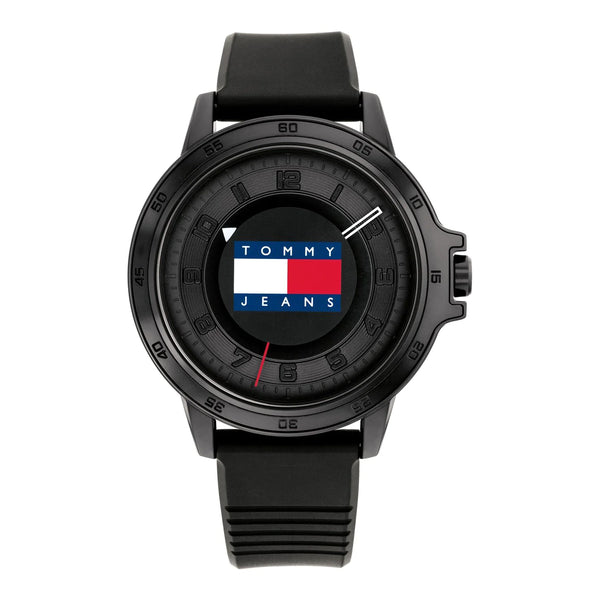 Tommy Hilfiger Houston Black Silicone Strap Black Dial Quartz Watch for Gents - 1792032
