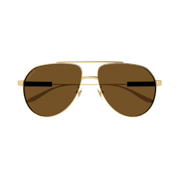 Gucci GG1311S 004 Pilot Aviator Sunglasses – Gold Metal Frame / Brown Nylon Lens – 61 mm