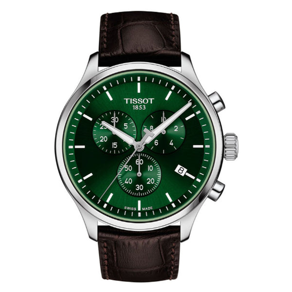 Tissot Chrono XL Classic Brown Leather Strap Green Dial Chronograph Quartz Watch for Gents - T116.617.16.091.00