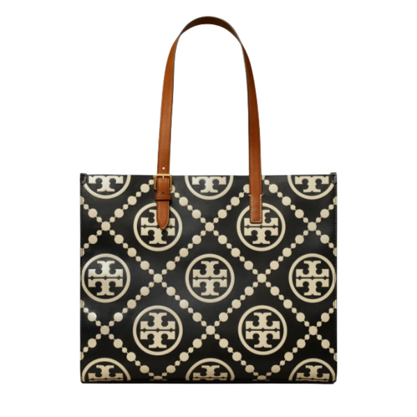 Tory Burch T Monogram Contrast Embossed Large Tote Black Bag - TB138919