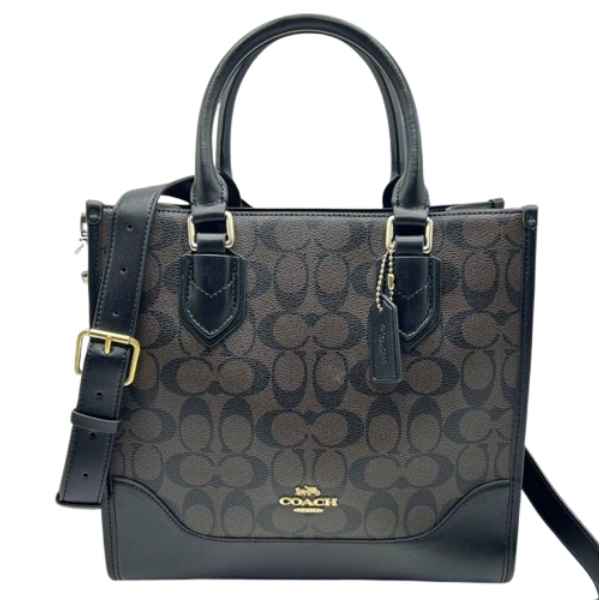 Coach Medium Tote Bag Coffee/Black Leather - C1099