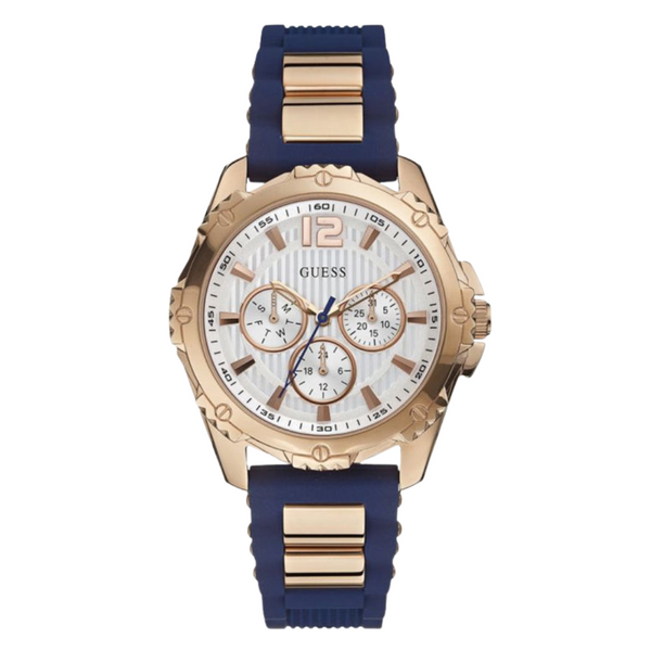 Guess Intrepid 2 Two-tone Silicone Strap White Dial Quartz Watch for Ladies - W0325L8
