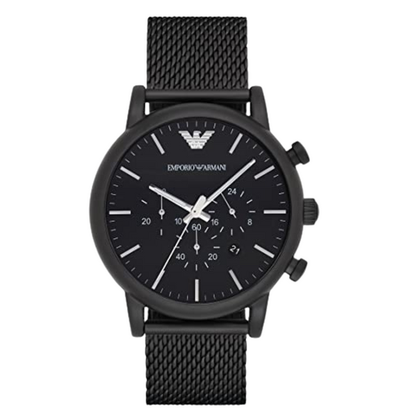 EMPORIO ARMANI Sport Black Mesh Bracelet Black Dial Chronograph Quartz Watch for Gents - AR1968