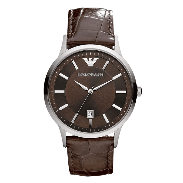 EMPORIO ARMANI Classic Brown Leather Strap Brown Dial Quartz Watch for Gents - AR2413