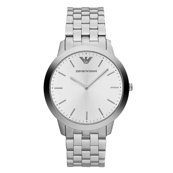 EMPORIO ARMANI Retro Silver Stainless Steel Silver Dial Quartz Watch for Gents - AR-1745
