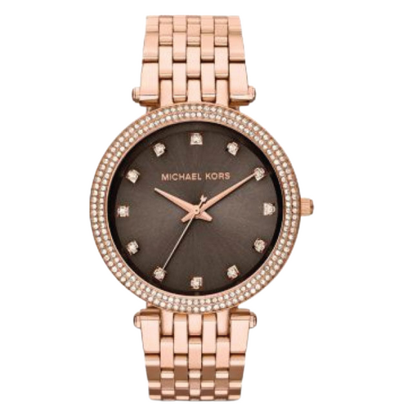 Michael Kors Darci Rose Gold Stainless Steel Brown Dial Quartz Watch for Ladies - MK-3217