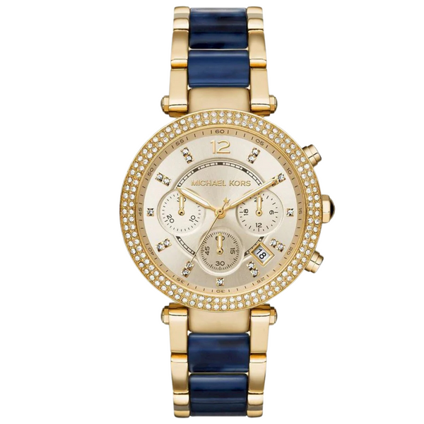 Michael Kors Parker Two-tone Stainless Steel Gold Dial Quartz Watch for Ladies - MK-6238
