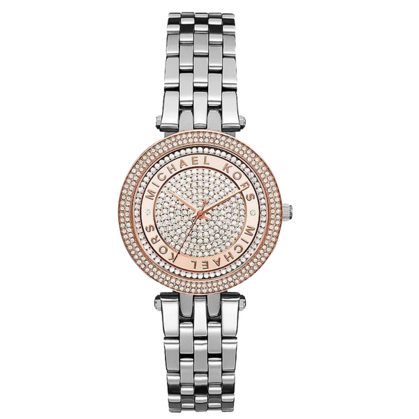 Michael Kors Mini Darci Silver Stainless Steel Crystal Pave Dial Quartz Watch for Ladies - MK-3446
