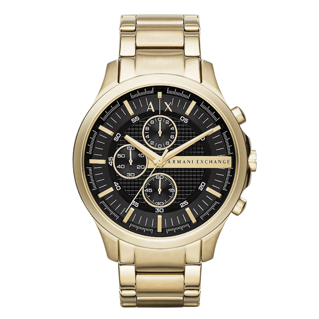 Buy Armani Exchange Gold Stainless Steel Black Dial Chronograph Quartz ...