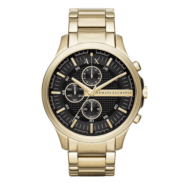 Armani Exchange Gold Stainless Steel Black Dial Chronograph Quartz Watch for Gents - AX2137