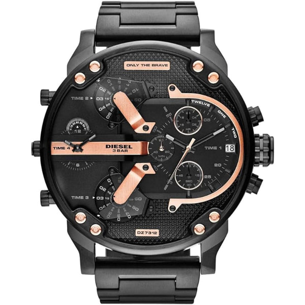 Diesel Black Stainless Steel Black Dial Quartz Watch for Gents - DZ7312