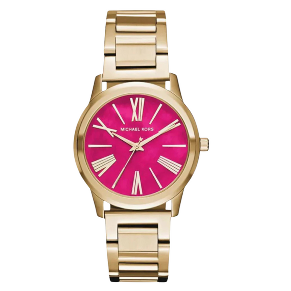 Michael Kors Hartman Gold Stainless Steel Pink Dial Quartz Watch for Ladies - MK-3520