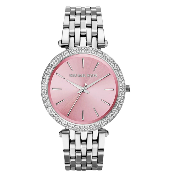 Michael Kors Darci Silver Stainless Steel Pink Dial Quartz Watch for Ladies - MK-3352