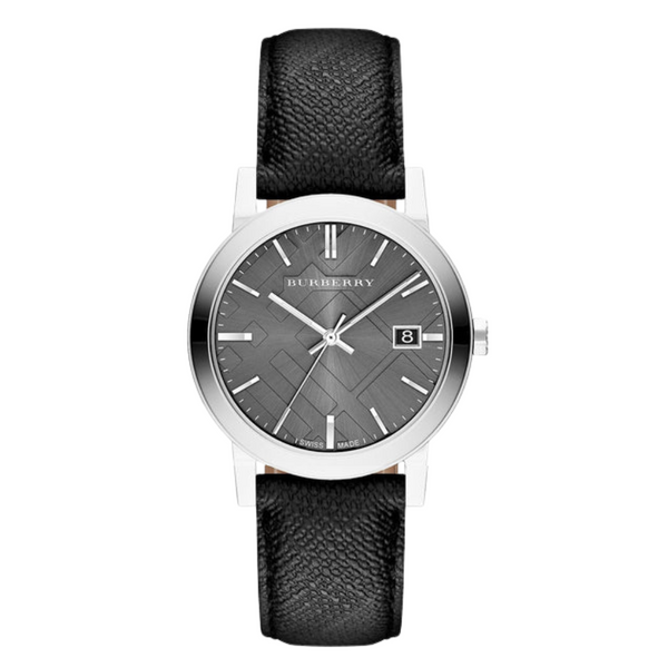 Burberry Heritage Black Leather Strap Black Dial Quartz Unisex Watch - BU9024