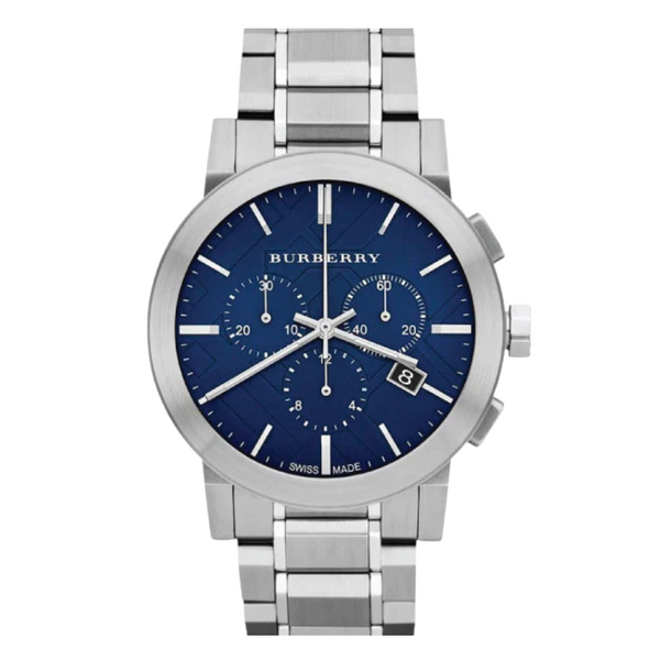 Burberry Silver Stainless Steel Blue Dial Chronograph Quartz Watch for Gents - BU9363