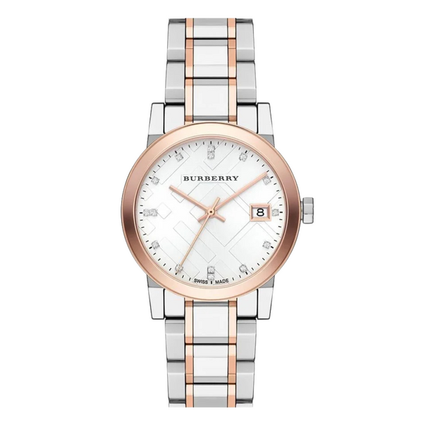 Burberry The City Two-tone Stainless Steel White Dial Quartz Watch for Ladies - BU9127