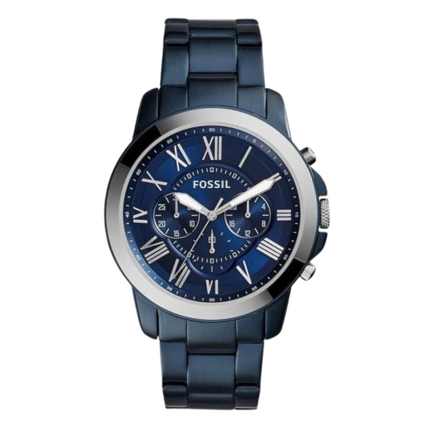 Fossil Grant Blue Stainless Steel Blue Dial Chronograph Quartz Watch for Gents - FS5230