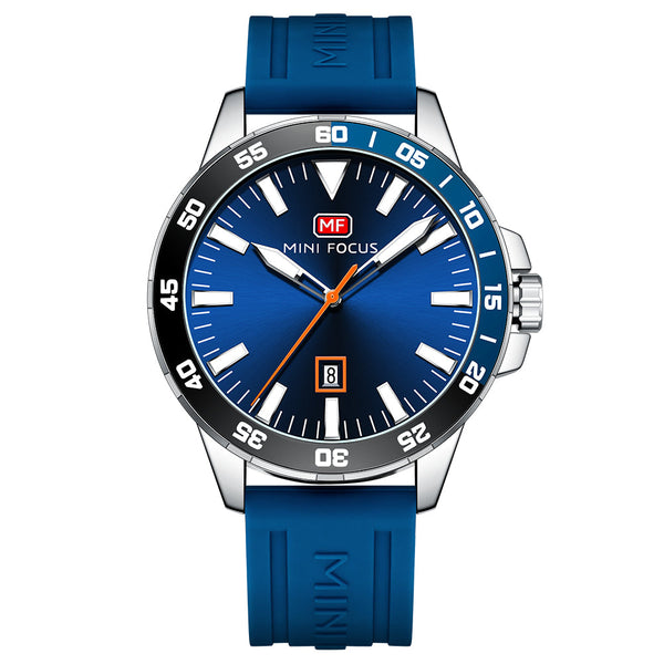 Mini Focus Black Silicone Strap Blue Dial Quartz Watch for Gents - MF0020G-02