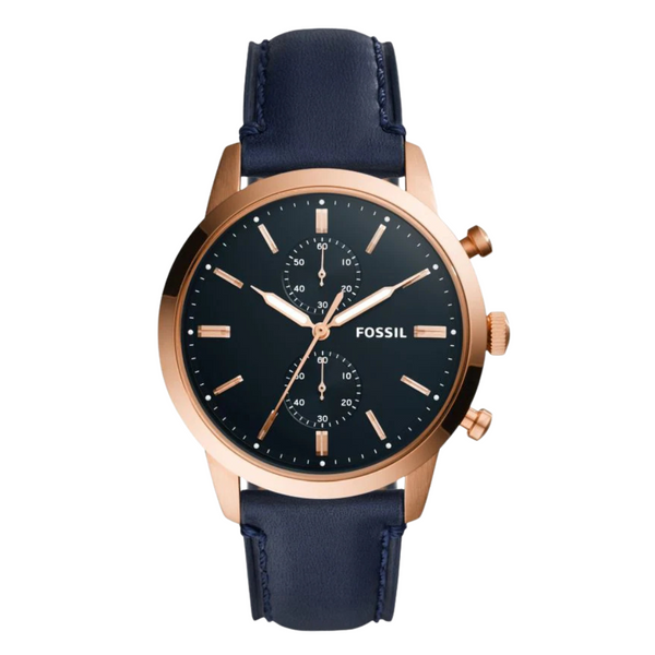 Fossil Townsman Blue Leather Strap Blue Dial Chronograph Quartz Watch for Gents - FS5436