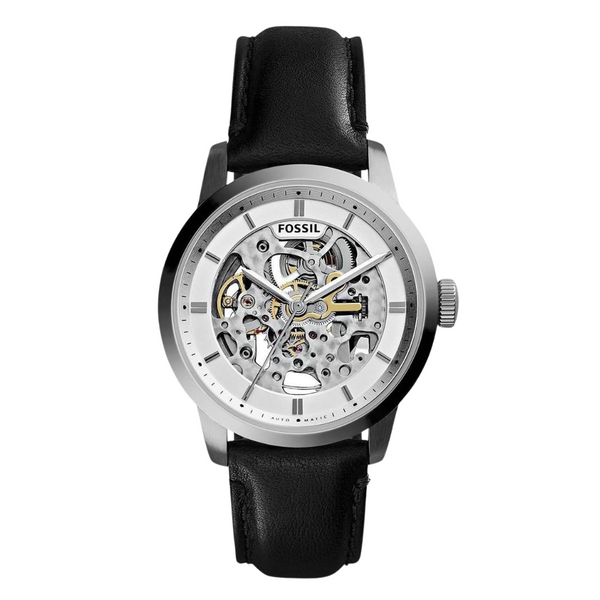 Fossil Townsman Black Leather Strap Skeleton Dial Automatic Watch for Gents - ME3085