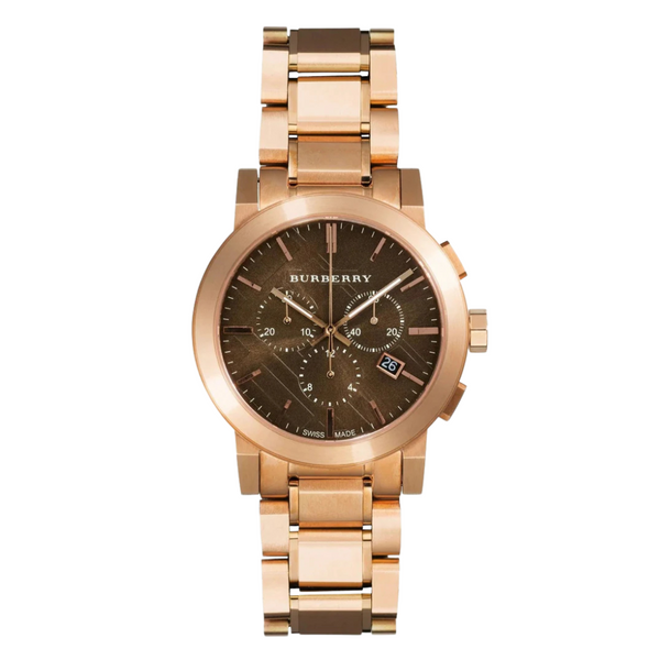 Burberry Taupe Rose Gold Stainless Steel Brown Dial Chronograph Quartz Watch for Gents - BU9353