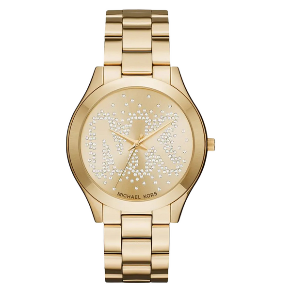 Michael Kors Slim Runway Gold Stainless Steel Gold Dial Quartz Watch for Ladies - MK-3590